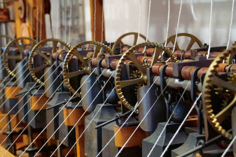 Hier siehst du ein Detail von einem Spinnkopf von der Baumwollspinnerei Cromford. Foto: LVR- Industriemuseum Textilfabrik Comford.